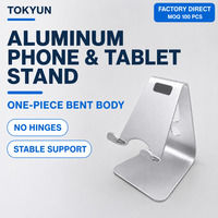 Support de téléphone en aluminium, support de tablette, support de téléphone de bureau, une seule pièce, sans charnières, stable, hauteur réglable, câble anti-corrosion