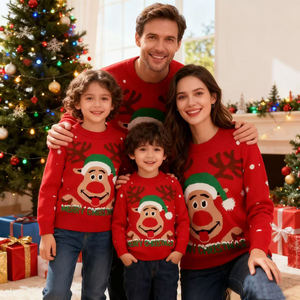 Pull de Noël moche en jacquard tricoté sur mesure, pour hommes, femmes, unisexe, rouge, vert, vêtements de Noël pour la famille, vente en gros - Product Image 5