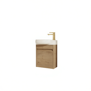 Meuble-lavabo de salle de bain avec vasque 16 pouces, fermeture douce, sur pied, style moderne en bois contemporain pour petites salles de bain - Product Image 1