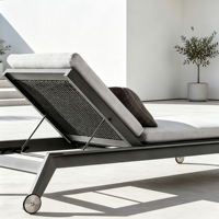 Ensemble de table et de chaises d'extérieur en aluminium contemporain, ensemble de meubles de salle à manger pour jardin, terrasse, restaurant, hôtel