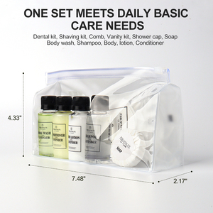 Kit de toilette d'hôtel jetable certifié FDA, mini-kit de voyage portable, ensemble d'articles de toilette d'hôtel de base de haute qualité pour <span class=keywords><strong>le</strong></span> nettoyage - Product Image 2