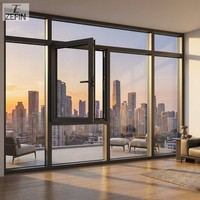 Ventana Abatible de Aluminio con Rotura de Puente Térmico de Alto Rendimiento para Villas Residenciales Modernas