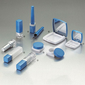 Tube vide en plastique bleu mat de la série argentée avec logo personnalisé pour mascara et rouge à lèvres – Emballage cosmétique - Product Image 1