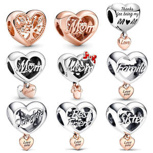 Abalorios de Corazón Hueco de Plata de Ley 925 de Alta Calidad con Circones, Estilo Punk, para Pulseras de Moda, Joyería DIY, para Mamá, Hija, Mejores Amigas - Product Image 2