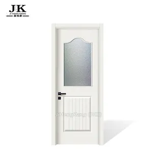 JHK-G13拱形玻璃门现代低价白色底漆光滑钢化玻璃波浪顶部半精简版1面板v形槽