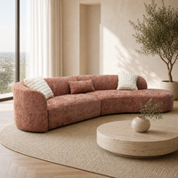 Modernes Luxus-Kurvensofa 3,4m Großes Wohnzimmer Organisches Halbmond-Ecksofa Tiefe Sitzfläche Slub-Stoff Couch für Villa Hotel