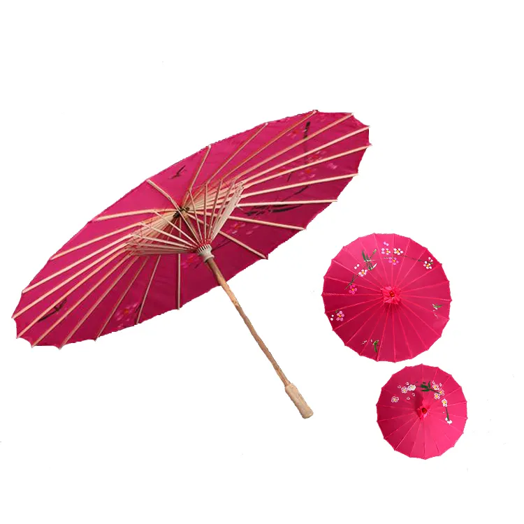 Chinese Traditionele Handgemaakte Parasol Gevouwen Olie Papier Paraplu Met Photo Print Papier Parasol Bruiloft