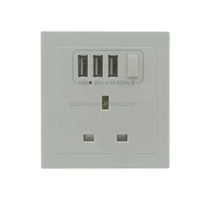 Electrical Outlet Receptacle with 3-High Power USB Ports