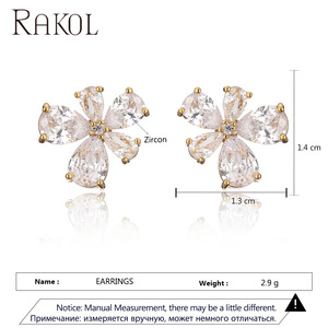 Pendientes de Plata con Circonitas Cúbicas 3A, Diseño de Flor Pequeña, Modelo Rakol EP5733 - Product Image 6
