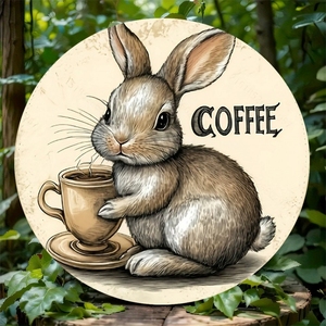 Letrero Redondo Decorativo de Madera con Conejo y Huevo de Pascua para Colgar, Placa para Ambiente Festivo y Letrero de Bienvenida para Puerta - Product Image 3