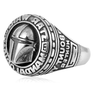 yunnique Men's <b>Titanium</b> Steel <b>Ring</b> Crusader Knight Helmet Mask Silver Fashion Jewelry Gift Full Size - Product Image 4