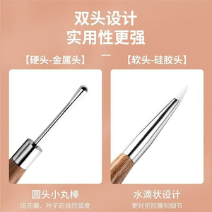 1 pezzo <span class=keywords><strong>pennello</strong></span> per pittura a doppio taglio in <span class=keywords><strong>Silicone</strong></span> con penna a pressione per unghie per intaglio glitterato in polvere adesivo per Manicure per unghie - Product Image 4