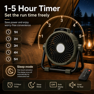 Ventilador de Camping Suspenso com Luz LED Integrada, Bateria Grande de 10000mAh, Longa Duração, Recarregável, Portátil, Motor Sem Escovas para Resfriamento - Product Image 6