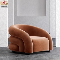 HJ HOME Chaises d'appoint simples nordiques pour hôtel Chaise de salon Canapé Chambre à coucher Balcon Salle de lecture Chaise paresseuse en velours jaune