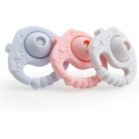 Jouet à hochet Sydney en silicone de qualité alimentaire pour bébé, bâtonnet de dentition apaisant pour les gencives, vert/blanc/rose, certifié ROHS CE