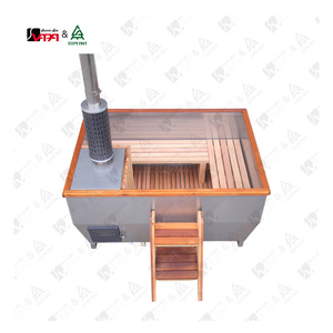 Vapasauna Moderne RVS Houtgestookte Buiten Hot Tub met Afdekking voor 4 Personen <span class=keywords><strong>Spa</strong></span> Badkuip Fabrieksdirecte Verkoop - Product Image 6