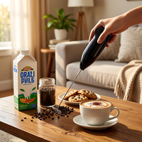 Mousseur à lait portable mini, batteur à café électrique léger, fouet à boisson en acier inoxydable 304, personnalisable