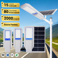 Lampadaires solaires LED modernes à bas prix, à détection de lumière, à charge automatique, IP65, en aluminium, 100W, 200W, 300W