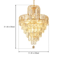 Lustre en cristal doré orné conçu sur mesure pour le salon de l'hôtel Lamparas Colgantes De Techo Para Interior