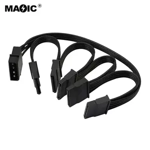 4pin IDE to 15 Pin SATA Splitter Power Cable SATA Extension Cable 1 to 5 Splitter Black IDE Large 4 Pin to PC Server Hard Drive