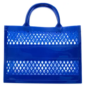 Benutzer definierte Fabrik Preis Einkaufstaschen Große Kapazität Kunststoff Clutch Handtaschen Bunte PVC Geldbörse Jelly Beach Bag