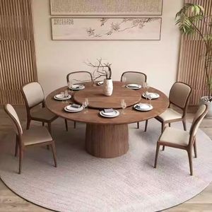 Mesa de comedor redonda de madera maciza de estilo chino clásico con pedestal resistente y <span class=keywords><strong>Lazy</strong></span> <span class=keywords><strong>Susan</strong></span> para el hogar comedor muebles de sala de estar - Product Image 2