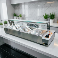 Bain-marie électrique en acier inoxydable pour buffet, vitrine chauffante avec contrôle de température 60-80°C, maintien au chaud 24h/24