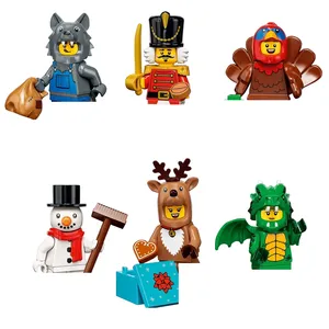 KM66045-KM66050动物卡通雪人狼鹿装饰组装塑料迷你积木积木玩具男孩小孩