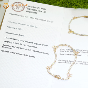 Joyería Personalizada Goldleaf con Certificado IGI, Brazalete de Plata Chapada en Oro con Diamante Cultivado en Laboratorio de 2.18ct, Clásico para Bodas, Fiestas y Uso Diario - Product Image 6