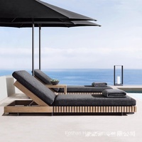 Chaise longue de plage moderne en métal pour l'extérieur, imperméable, pour villa, piscine, cour, maison, bord de mer, avec coussins