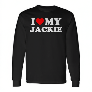 Camiseta de manga larga I Love My Jackie, camiseta promocional unisex negra - Product Image 3