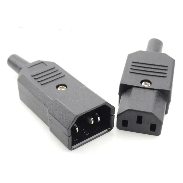 IEC Straight Cable Plug Connector C13 C14 10A 250V Black female&male Plug Rewirable Power Connector 3 pin AC Socket