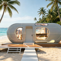 Maison capsule en acier préfabriqué moderne, structure en conteneur, installation rapide, pod modulaire pour glamping, commande intelligente, écologique, imperméable