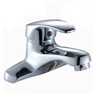 Grifo de lavabo monomando con cuerpo de latón, montaje en cubierta, estilo moderno para agua fría y caliente - Product Image 1