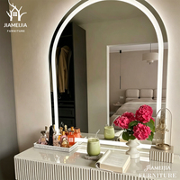 Table de toilette flottante moderne avec miroir LED mural, bureau de maquillage pour chambre à coucher, vente en gros de meubles
