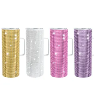 DD2746 New Bling Dazzling Rhinestone Stylish Cup Insulated Stainless Steel Diamond Water Bottle With Handle Bling Thermos Mug