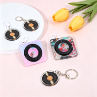 Porte-clés personnalisé en acrylique mini CD avec puce NFC NTAG, impression anime, breloque de sac en métal détachable, vente en gros