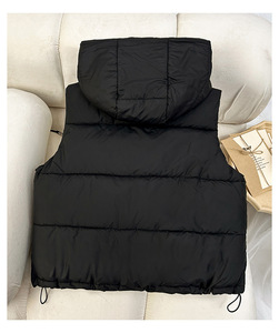 Sombrero desmontable chaleco para mujer 2024 nueva versión coreana Chaqueta de algodón con capucha y Chaqueta corta de algodón - Product Image 6