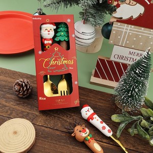<b>Modern</b> Party Disposable Stainless Steel Metal <b>Christmas</b> Spoon Fork Cutlery Set Cartoon <b>Christmas</b> <b>Tree</b> Dessert Spoon - Product Image 4