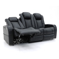 Canapé inclinable électrique de luxe Geeksofa 3 places en cuir pour home cinéma avec table rabattable et plateau pour le cinéma