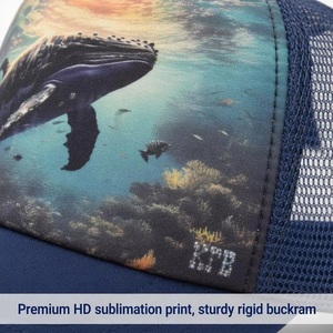 Casquette Trucker Personnalisée OEM ODM avec Logo Imprimé Baleine Ocean Filet – Vente en Gros Direct Usine, Livraison Immédiate, Faible MOQ - Product Image 2