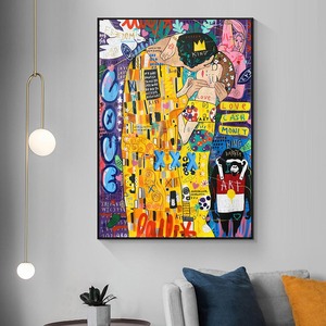 Fatti a mano Banksy <span class=keywords><strong>Gustav</strong></span> <span class=keywords><strong>Klimt</strong></span> Kiss poster di strada per Graffiti famosa tela Pop Art pittura a olio <span class=keywords><strong>arte</strong></span> della parete - Product Image 4