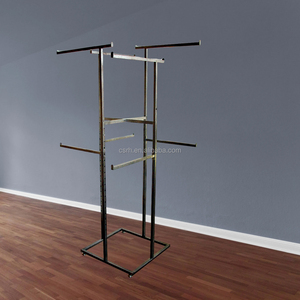 RH-GR-FF7 600*600*1800mm Gary bột lớp phủ giá 8 cánh tay 360 ° 4 bên may Giá cửa hàng quần áo kệ trưng bày - Product Image 2