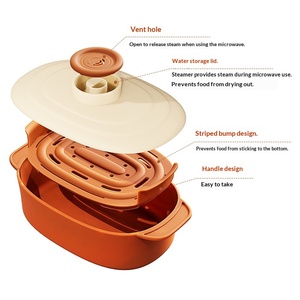 Explosion Kitchen Microwave Oven Special Steamer Rice Cooker Heating <strong>Fish</strong> Roast Chicken Plate with <strong>Pot</strong> Cover Lid - Product Image 5