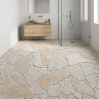 Carrelage en mosaïque de galets modernes en marbre et verre de forme irrégulière, couleur beige travertin