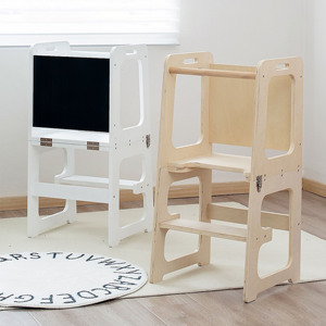 <b>Toddler</b> Montessori Foldable Learning Step <b>Stool</b> With Blackboard And Anti-tip Structure Wooden Kitchen Helper for 1-5 Year - Product Image 3