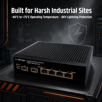 Switch Gigabit Terkelola L2 Industri 6 Port, 4*RJ45+2*1G SFP, DIN Rail IP40 6KV Lightning untuk Jaringan Industri