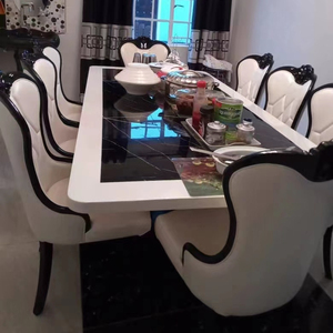 Modern Wooden Dinner Dining Table and Chairs 6 Dinning Chairs Modern Marble Dining Room Furniture Table Set - Product Image 1