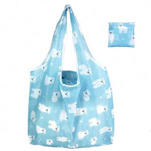 Wholesale Portable Waterproof Polyester Grocery Bag Reusable Foldable Shopping Tote Bag With Custom Printed Logo - Product Image 2