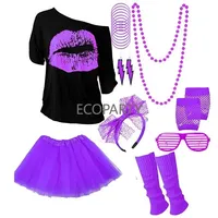 Costume de fête rétro sur le thème des années 1980 pour femmes, costume de fête des années 80, costume d'Halloween, Disfraz Mujer, costume sexy pour femmes, chemise d'anime